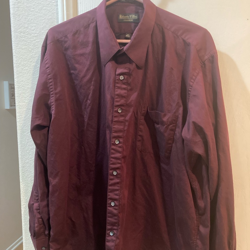 MEN'S BURGUNDY DRESS SHIRT XL - EUC - 17 - 34/35